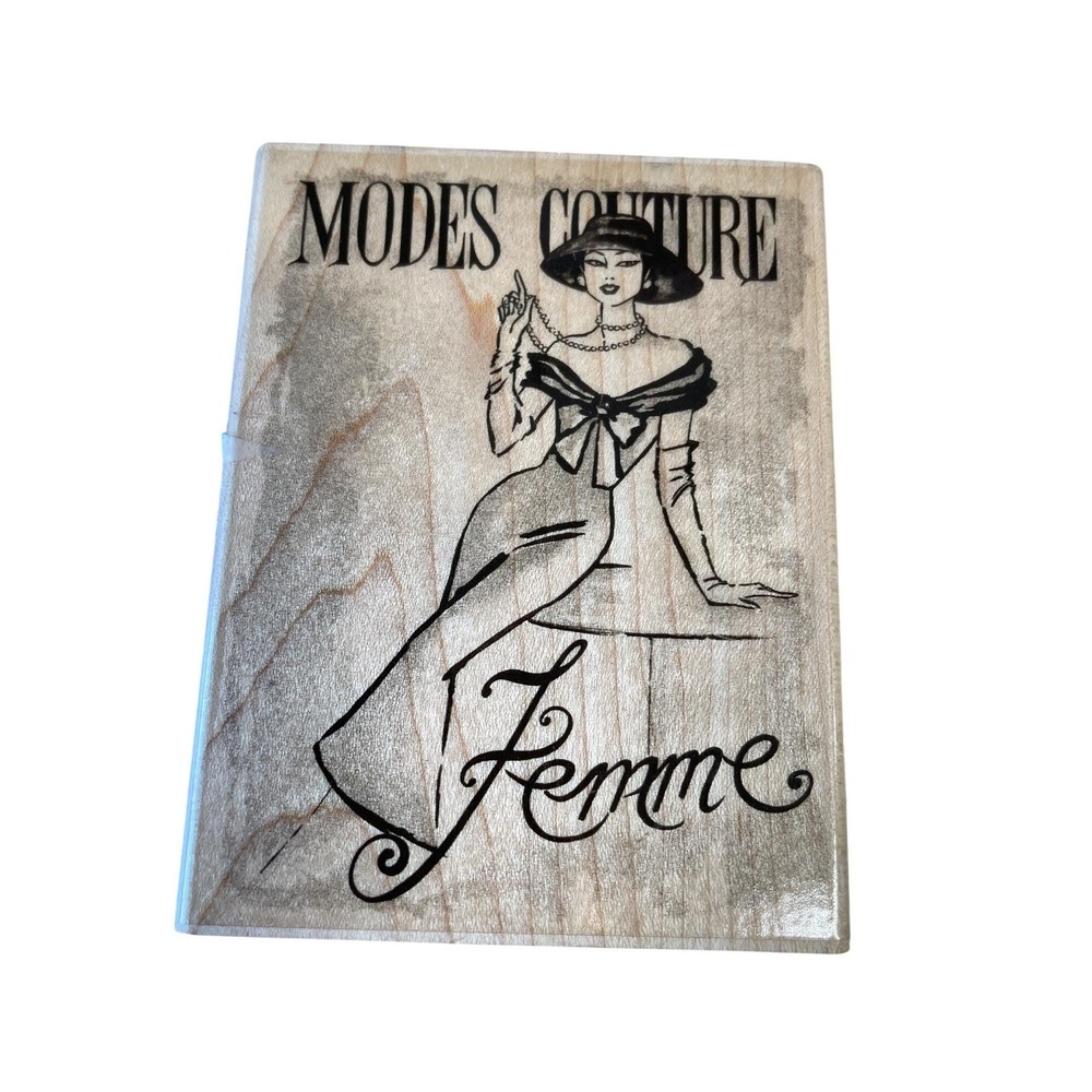 Modes Couture Femme Rubber Stamp On Wooden Block For Crafting & Scrapbooking